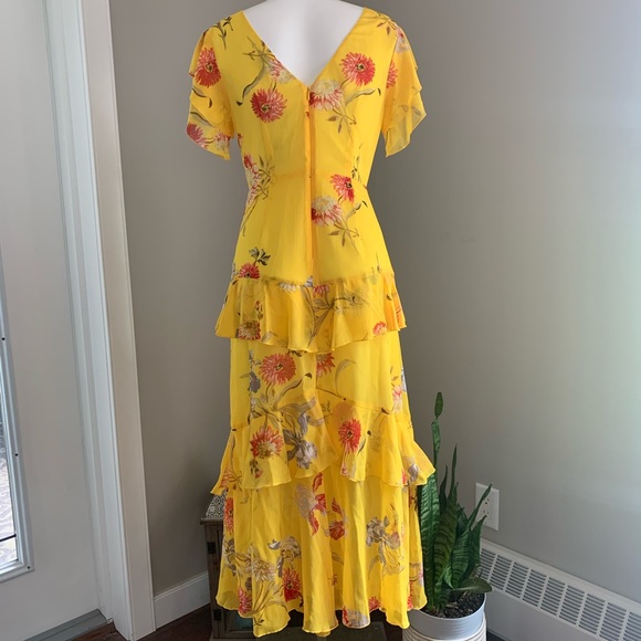 ASOS Warehouse (UK) Yellow Floral Tiered Dress - Picture 8 of 16